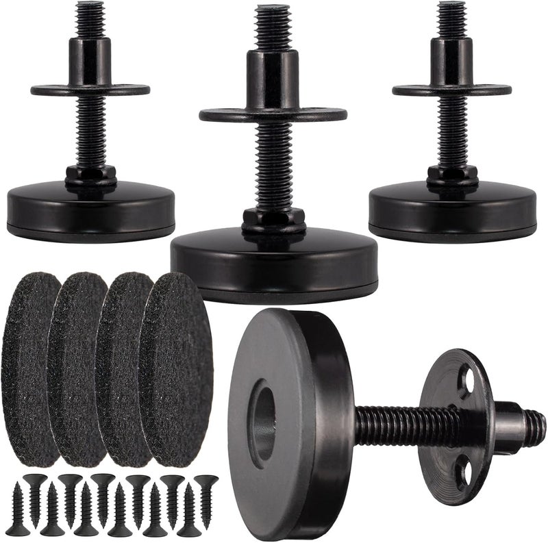 NEWBYTEK 3/8-16 Adjustable Leveling Feet Heavy Duty, 2" Base Dia Furniture Levelers for Table Chair Cabinet Sofa (1600LBs, 4 Pack, Black) - Image 1